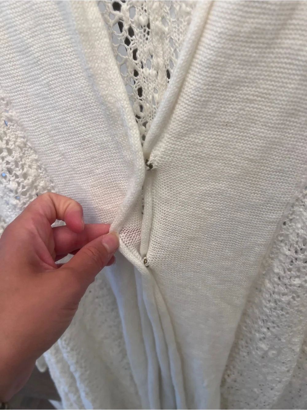 Free People Cream Open Knit Crochet Longline Duster Cardigan Sweater S Small
